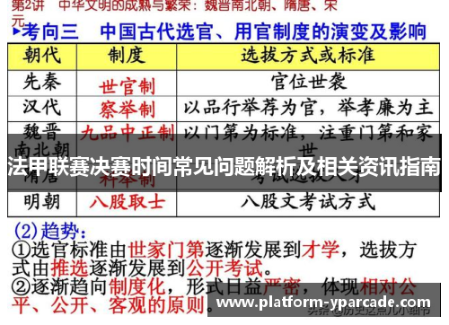 法甲联赛决赛时间常见问题解析及相关资讯指南
